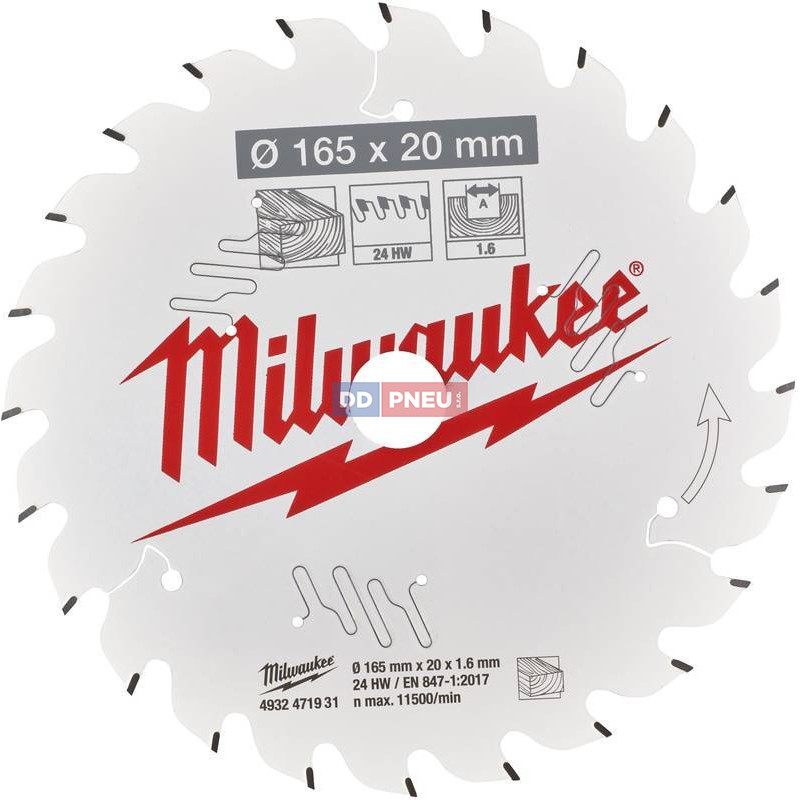 Pilový kotouč MILWAUKEE CSB P W 165 x 20 x 1.6 x 24ATB