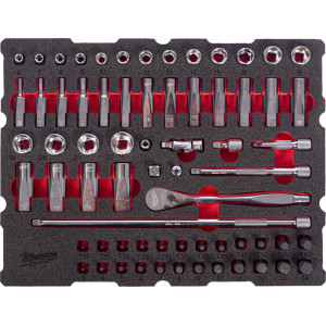 Pěnová vložka MILWAUKEE PACKOUT™ sada 1/4″ ráčny a nástrčných hlavic  – 68 ks