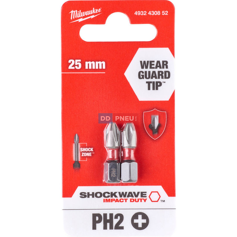 Šroubovací bity Milwaukee SHOCKWAVE™ Impact Duty™ PH2 x 25 mm – 2 ks