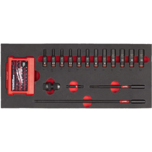 Pěnová vložka se sadou dlouhých průmyslových hlavic 1/4" MILWAUKEE – 17 ks Pěnová vložka se sadou dlouhých průmyslových hlavic 1/4" MILWAUKEE – 17 ks