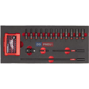 Pěnová vložka se sadou dlouhých průmyslových hlavic 1/4" MILWAUKEE – 17 ks