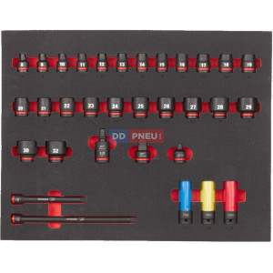 Pěnová vložka se sadou krátkých průmyslových hlavic 1/2" MILWAUKEE – 34 ks