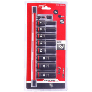 Sada 3/8" průmyslových hlavic na liště MILWAUKEE SHOCKWAVE – 9 ks Sada 3/8" průmyslových hlavic na liště MILWAUKEE SHOCKWAVE – 9 ks