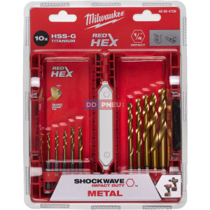 Sada vrtáků do kovu MILWAUKEE RED HEX HSS-G TiN – 10 ks Sada vrtáků do kovu MILWAUKEE RED HEX HSS-G TiN – 10 ks