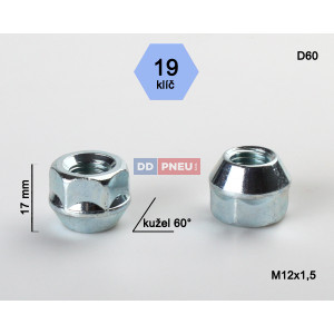 Matice M12x1,50x17 kužel otevřená – klíč 19 Matice M12x1,50x17 kužel otevřená – klíč 19