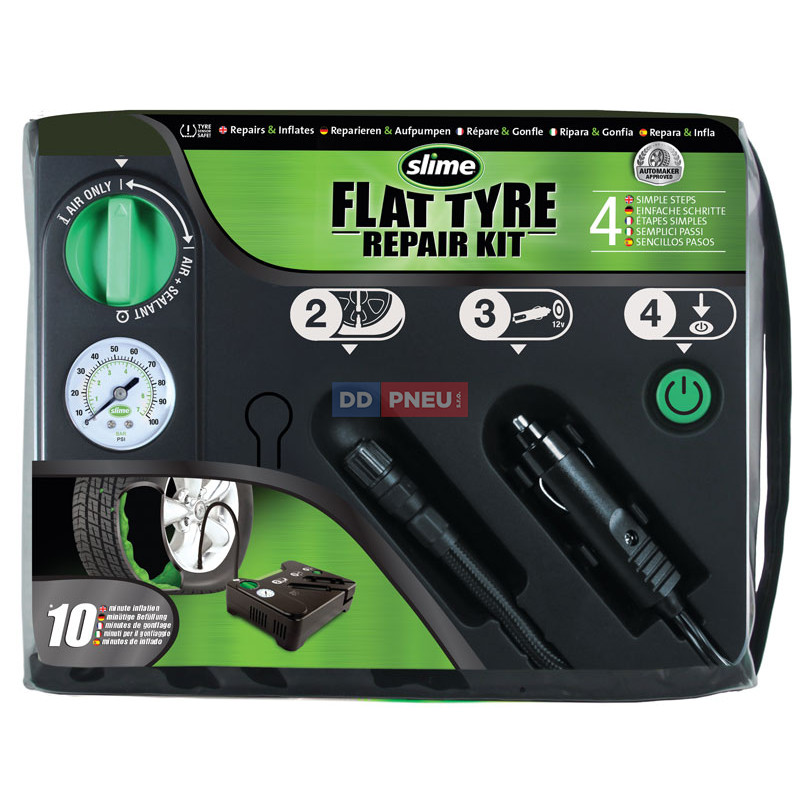 Automatická opravná sada Slime Flat Tyre Repair Kit – pro defekty osobních vozů