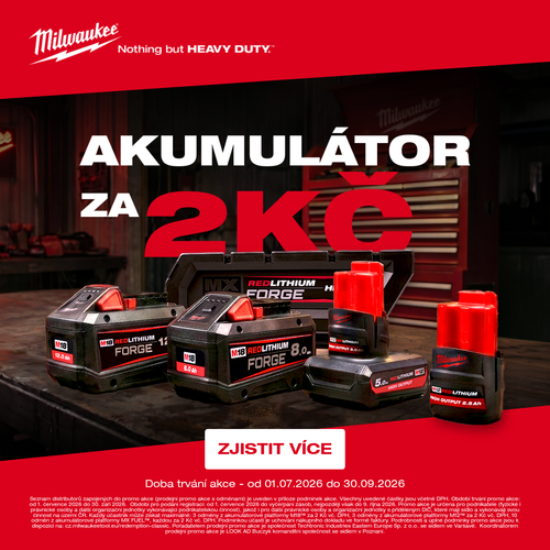 AKCE Milwaukee Redemption Classic – akumulátor za 2 Kč!